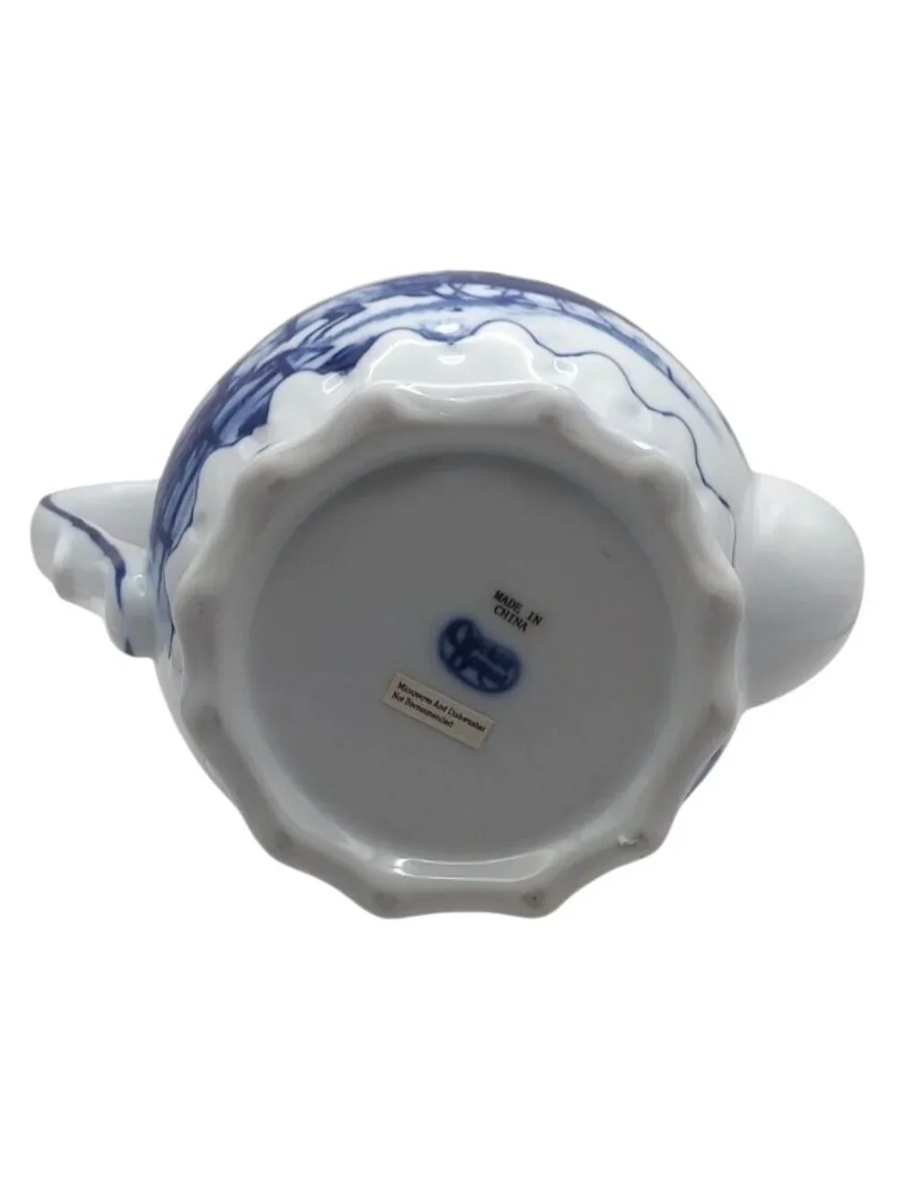 Cracker Barrel Tea Coffee Pot Blue White Porcelain Winter Sleigh Ride Vintage